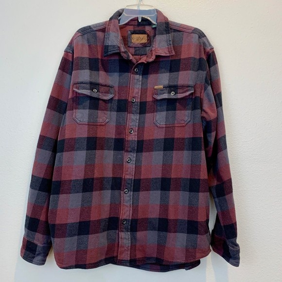 Orvis Other - Orvis 100% Cotton Flannel Shacket Shirt Jacket Dark Red Black & Gray Plaid XXL